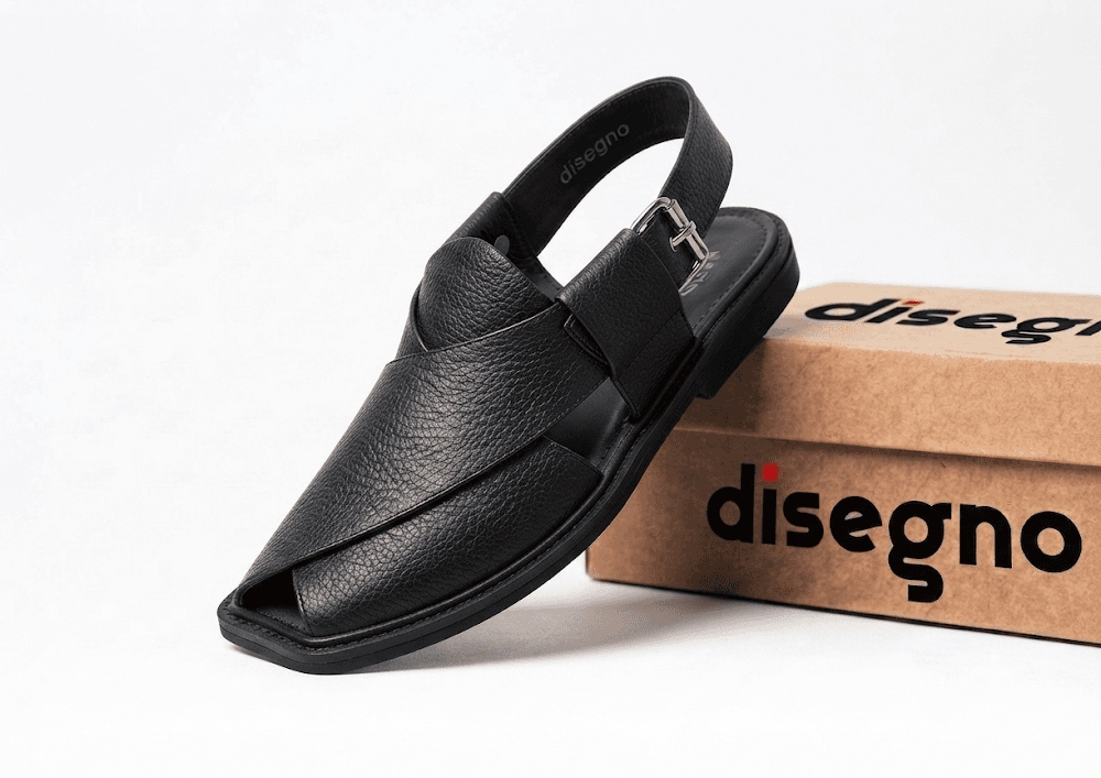 Classic Black Texture Leather Round Shape