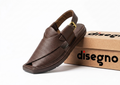 Kaptaan Brown Doted Leather Round Shape